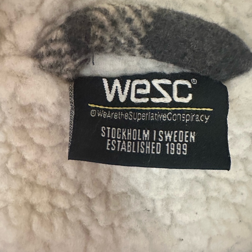 WESC | Unisex Liam Plaid Full-Zip Sherpa-Lined Shirt Jacket Barn Coat - Size M/L - Picture 4 of 6